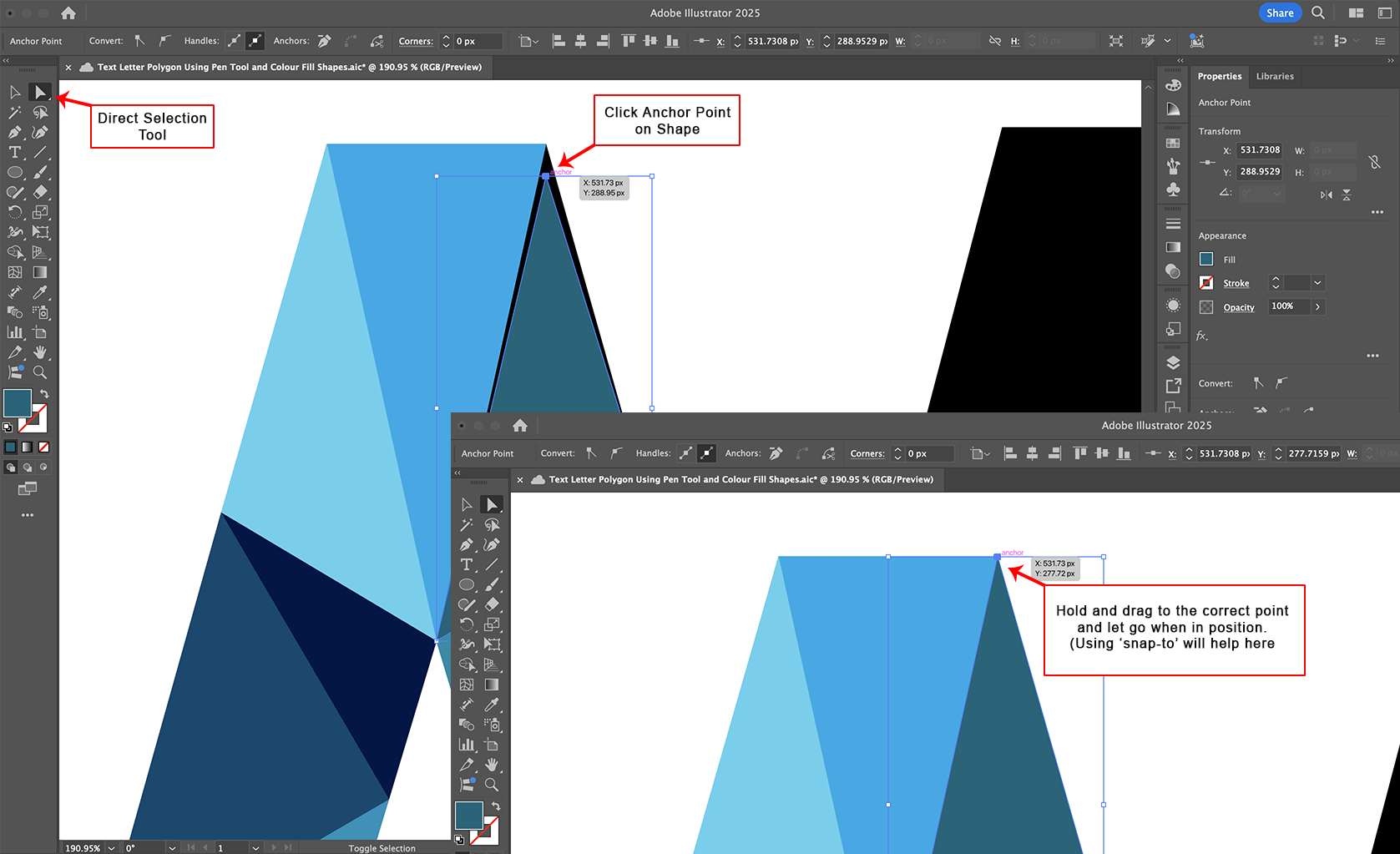 Refine shapes with Direct Selection Tool